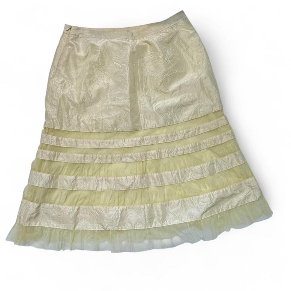 Banana Republic Yellow silk‎ midi skirt with pleats and ruffles